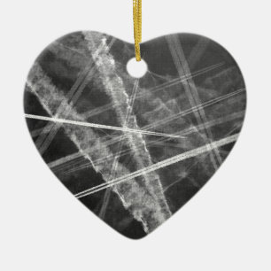 Black and white Jet Trails Ceramic Tree Decoration