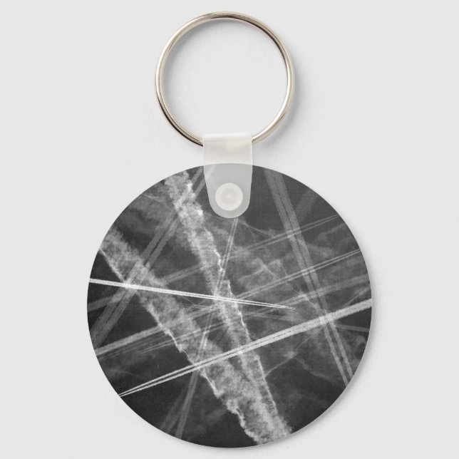 Black and white Jet Trails Key Ring (Front)