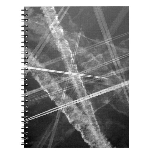 Black and white Jet Trails Notebook (Front)