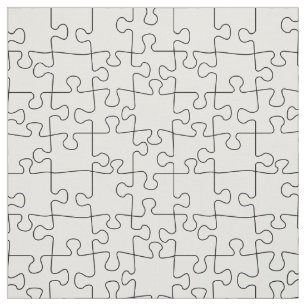 Black and white jigsaw puzzle repeating pattern fabric