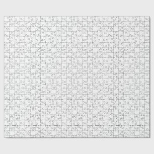 Black and white jigsaw puzzle repeating pattern wrapping paper