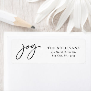 Black and White Joy Holiday Return Address Label