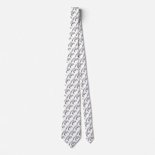 Black and White Jumping Kangaroo Sketch Tie