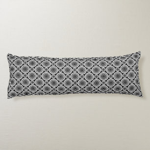 Black and White Kaleidoscope Pattern Modern Art Body Cushion