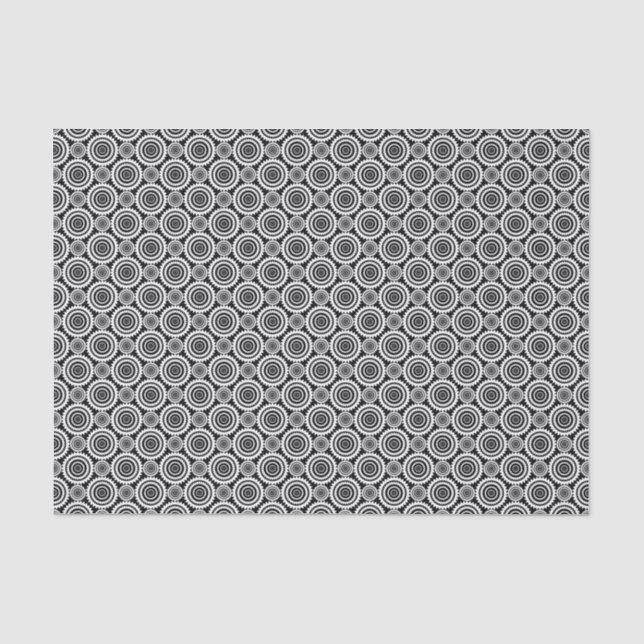Black and White Kaleidoscope Pattern Modern Art Tissue Paper (Front)