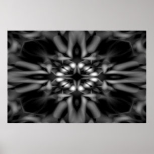 Black and white kaleidoscope pattern poster
