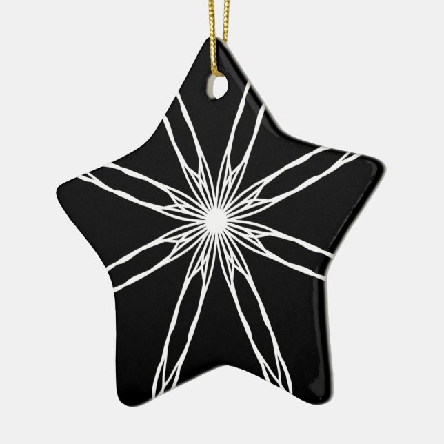 Black and White Kaleidoscope Star Ceramic Tree Decoration (Left)