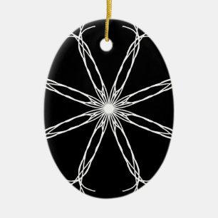 Black and White Kaleidoscope Star Ceramic Tree Decoration