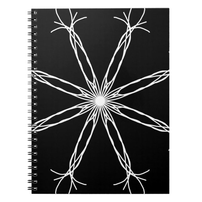 Black and White Kaleidoscope Star Notebook (Front)