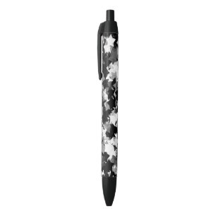 Black and White Kawaii Stars Background Ink Pen