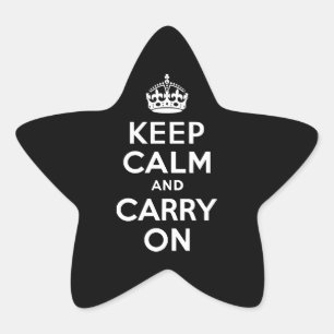 Black and White Keep Calm and Carry On Star Sticker