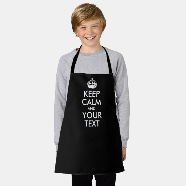 Black and White Keep Calm and Your Text Apron (Worn)