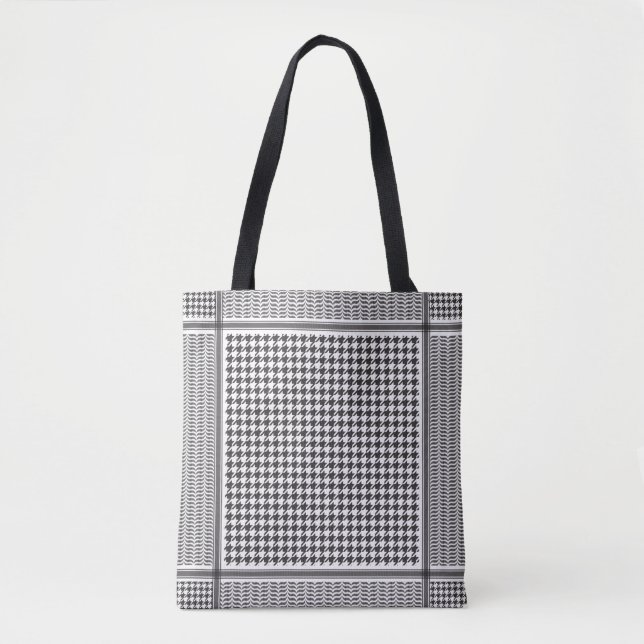 Black and White Keffiyeh Tote Bag (Front)