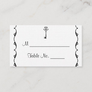 Black and White Key Wedding Place Cards