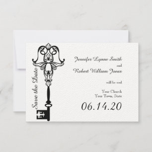 Black and White Key Wedding Save the Date