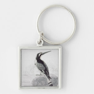 Black and White Kingfisher Key Ring