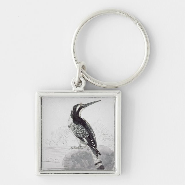 Black and White Kingfisher Key Ring (Front)
