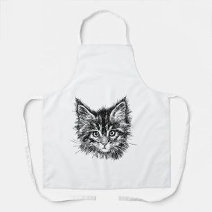 Black and White Kitten Face Apron