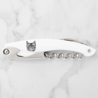Black and White Kitten Face Corkscrew