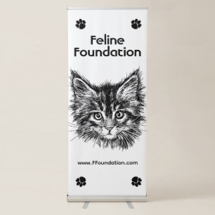 Black and White Kitten Face Custom Text Areas Retractable Banner