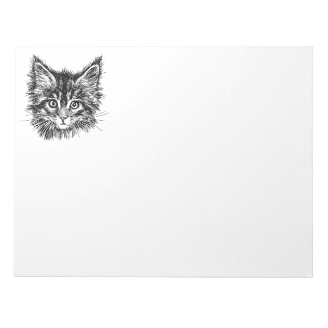 Black and White Kitten Face Notepad (Front)