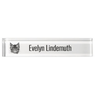Black and White Kitten Face Personal Nameplate
