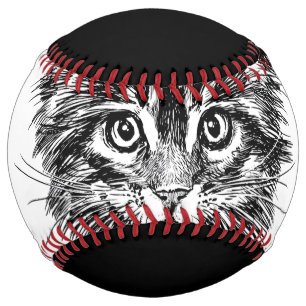 Black and White Kitten Face Softball
