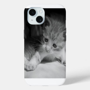 Black and White Kitten Photograph iPhone 15 Case