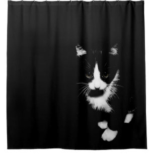 Black and White Kitten Shower Curtain