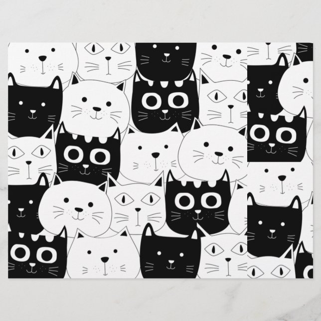 Black and White Kitty Cat Scrapbook Paper  (Front)