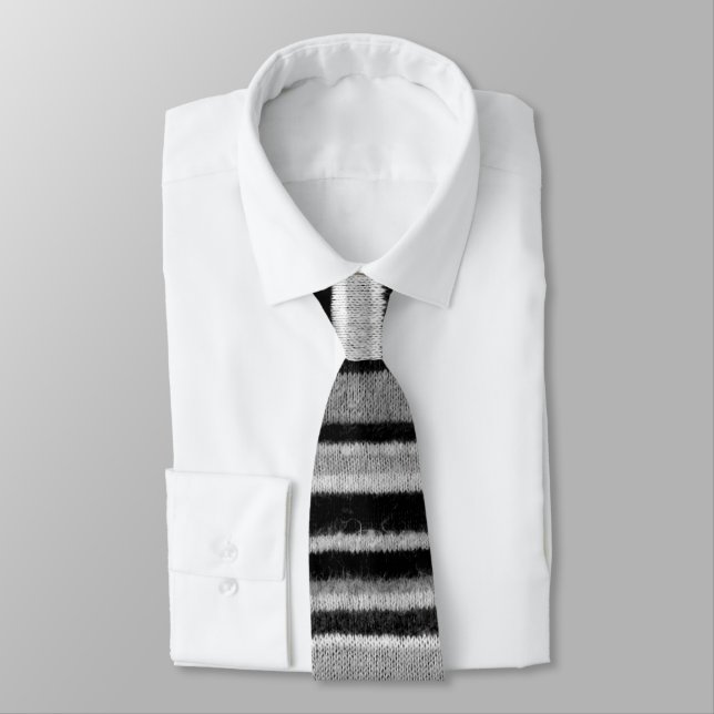black and white knitted stripes vintage pattern tie (Tied)