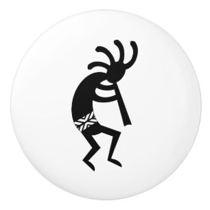 Black And White Kokopelli Pattern Southwest Design Ceramic Knob