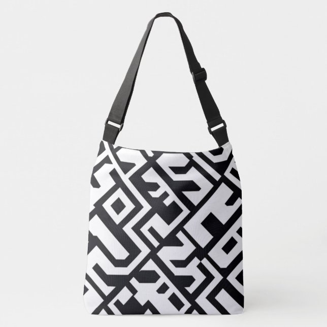 Black and White Labyrinth  Crossbody Bag (Front)