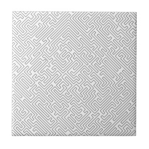 Black and white labyrinth pattern outlines tile