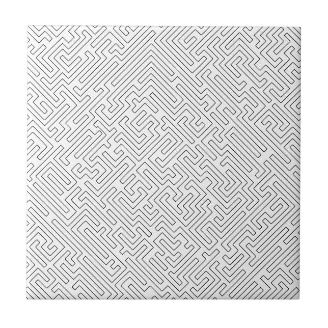 Black and white labyrinth pattern outlines tile (Front)