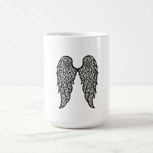 Black and White Lace Archangel Wings – Elegant Ang Coffee Mug