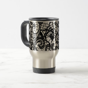Black and White Lace BEautiful and Unique Travel Mug