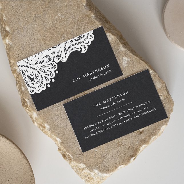 Black and White Lace Business Card (Creator Uploaded)