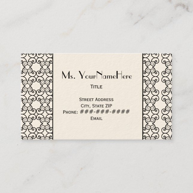 Black and White Lace Business Card (Front)