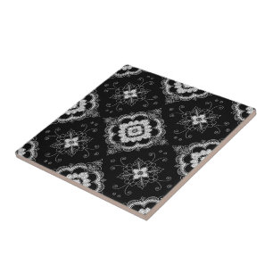 Black and white lace decorative pattern tile