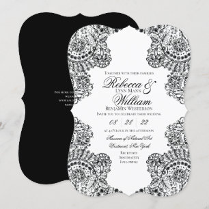Black and White Lace Elegant Gothic Wedding Invitation