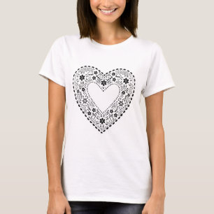 Black and White Lace Heart T-Shirt