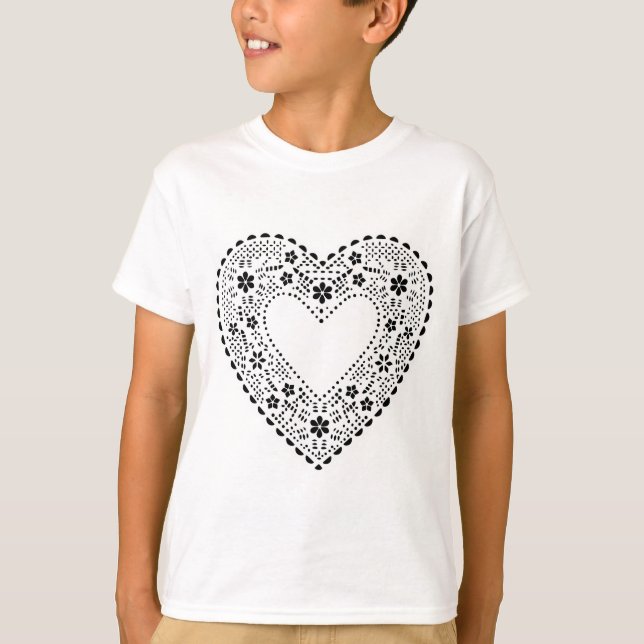 Black and White Lace Heart T-Shirt (Front)