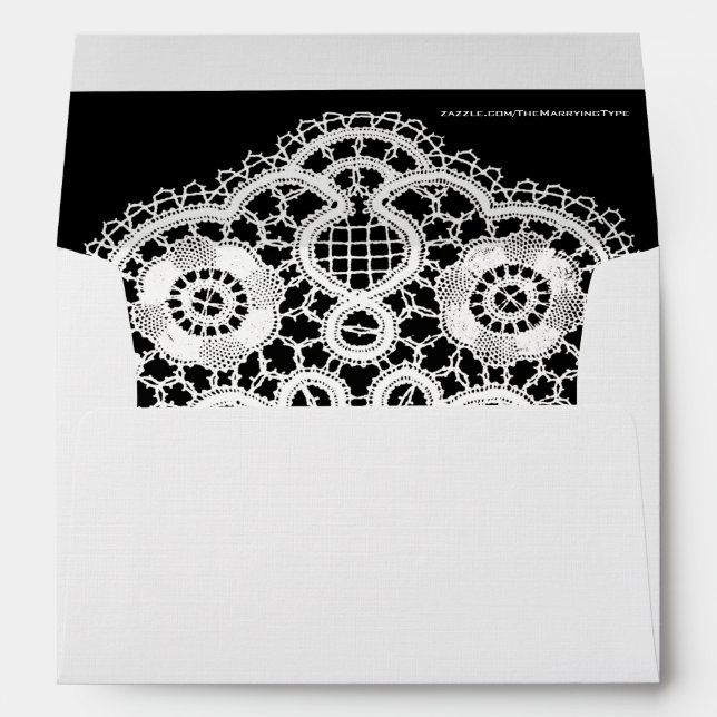 Black and White Lace (Personalised Envelope) Envelopes (Back (Bottom))