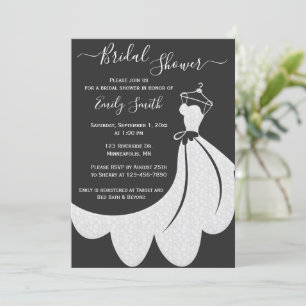 Black and White Lace Wedding Dress Bridal Shower Invitation