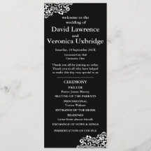 Black and White Lace Wedding Program