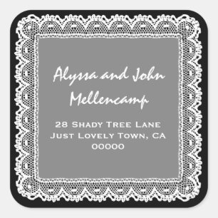 Black and White Lacy Address Labels