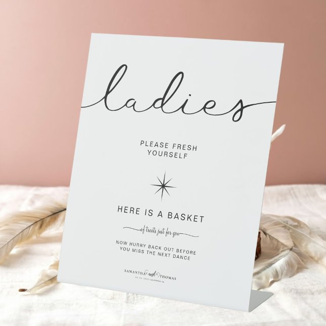 Black And White  Ladies Bathroom Basket Wedding Pedestal Sign (Creator Uploaded)