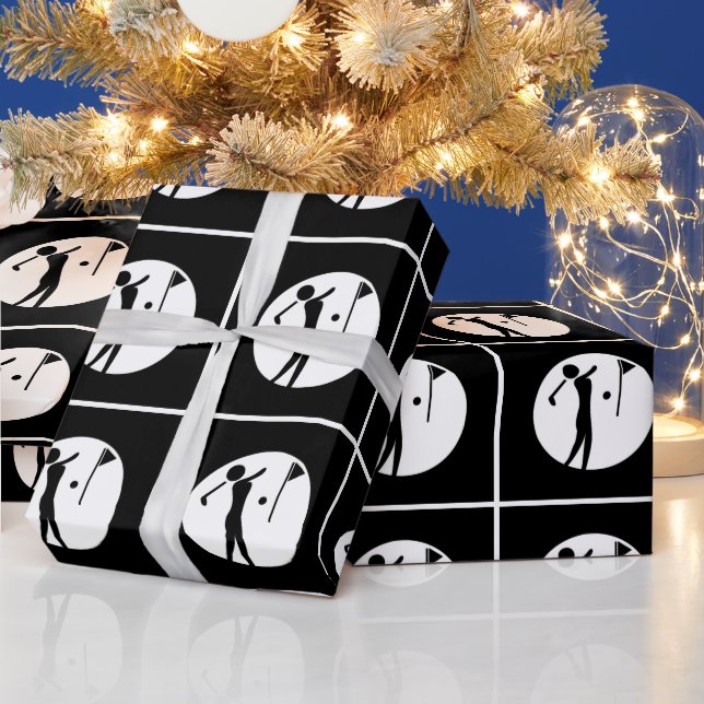 Black and White Lady Golf Wrapping Paper for Her (Holidays)