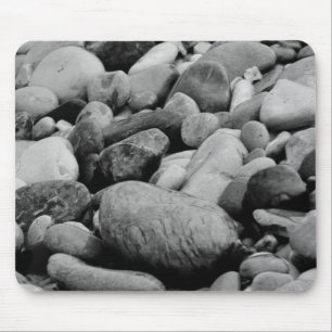 Black and White Lakeshore Beach Stones Mouse Mat